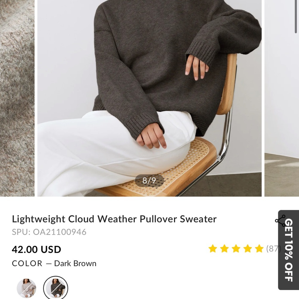 Lightweight Cloud Weather Pullover Sweater - Dark Brown